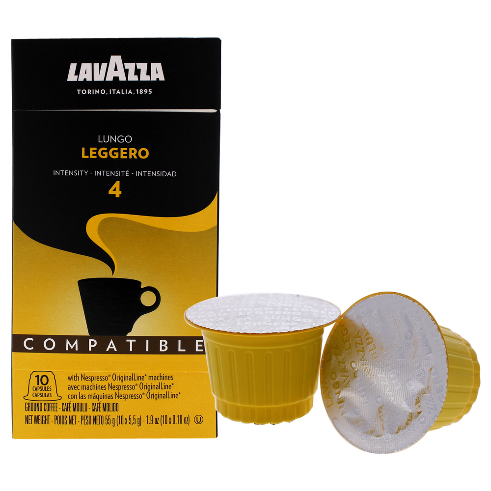 Lungo Leggero Ground Coffee Pods by Lavazza for Unisex - 10 x 0.19 oz Coffee